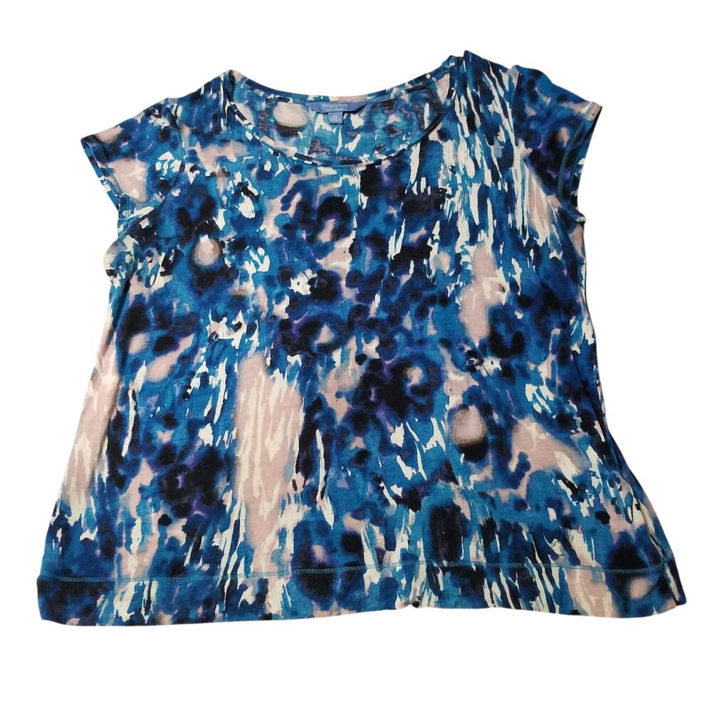 Simply Vera Vera Wang Size XL blue multicolor short sleeve shirt scoop-neck